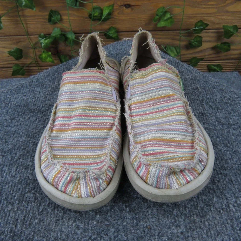 Sanuk Donna ST Summer Cord Girls 5 Multicolor Textile Slip-On Casual Beach Shoes